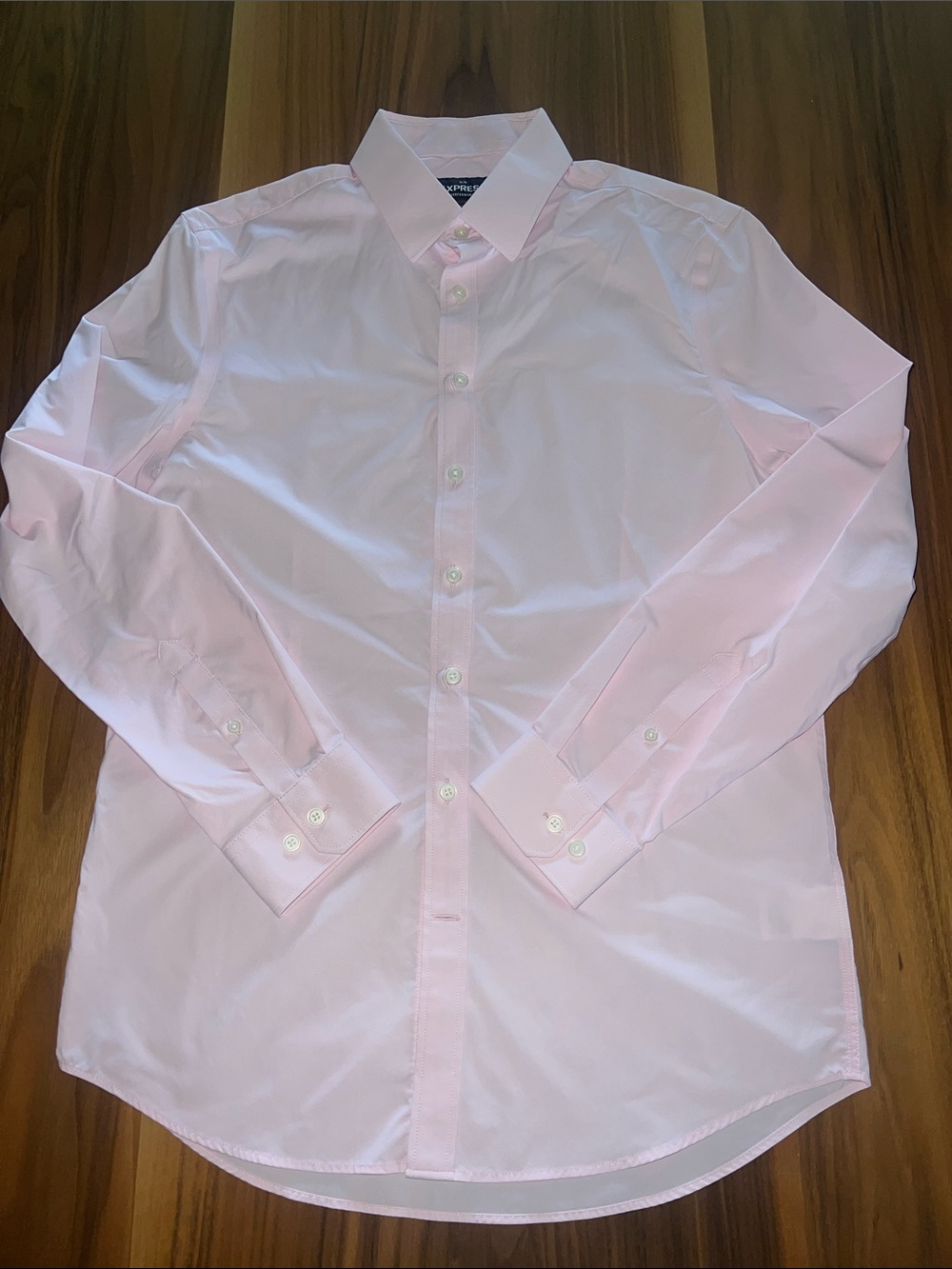 Classic Express Men's Pink Dress Shirt, slim fit, size small.